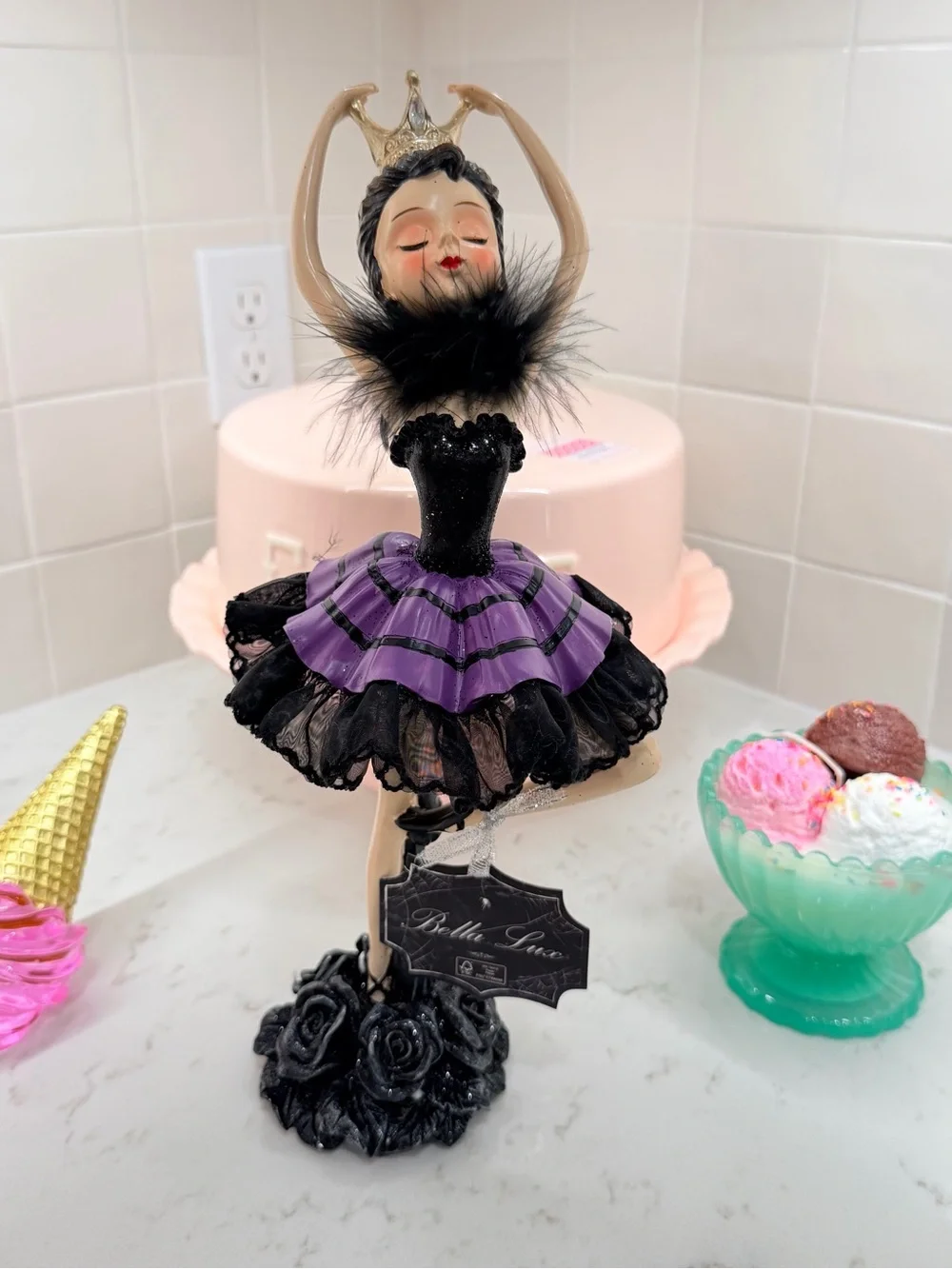 Bella Lux Halloween Ballerina Princess Figurine Black Purple Gothic Decor